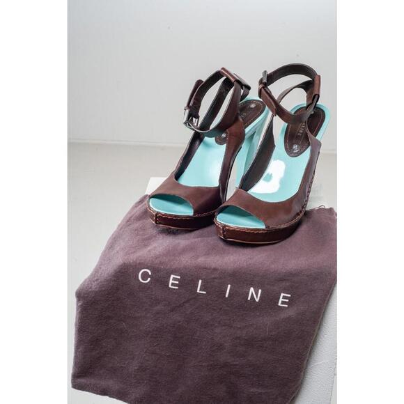 Celine Blue Block Heel Leather Pump - Picture 5 of 5